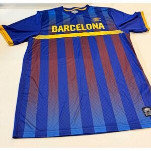 Umbro Barcelona Soccer Jersey Men's Blue Yellow Stripe Short Sleeve Size M